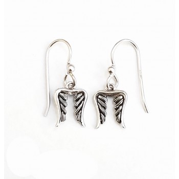 Sterling Silver Earring Dangle Wing-Oxidized