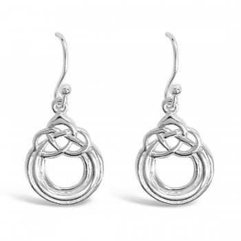 Sterling Silver Earring Dangling Triple Circles Top With Celtic