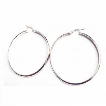 Sterling Silver Earring Round Hoop Latch 4Mm Width-45Mm Diamet