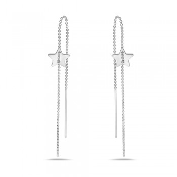 Sterling Silver Earring Threader Star Drops In The Mid Point On