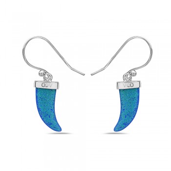 Sterling Silver Earring Blue Synthetic Opalitalian Horn