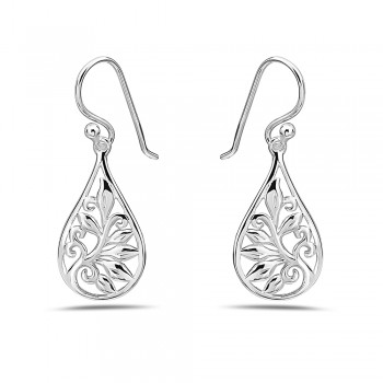 Sterling Silver Earring Tear Drop Lily Of Vally In