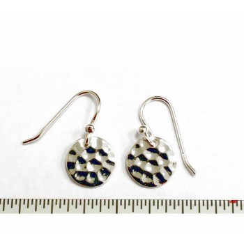 Sterling Silver Earring Round Hammer Texture Fish Wire