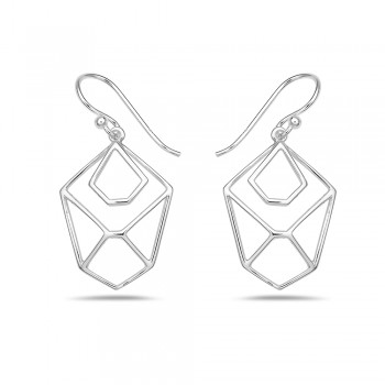Sterling Silver Earring Dimensional Line