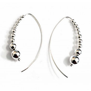 Sterling Silver Earring Arc Riviere Beads