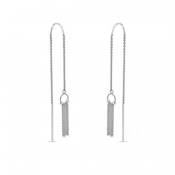 Sterling Silver Earring Threader Curvy Chain Tassels Drop