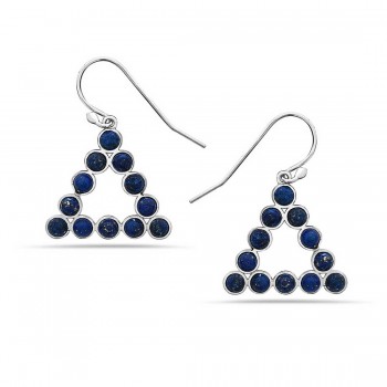 Sterling Silver Earring 12 Round Blue Lapis Formed Triangle