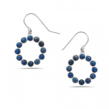 Sterling Silver Earring Round Blue Lapis Formed Circle