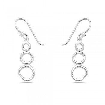 Sterling Silver EARRING DANGLE TRIPLE CIRCLE  HAMMER TEXTURE-2S-7213E