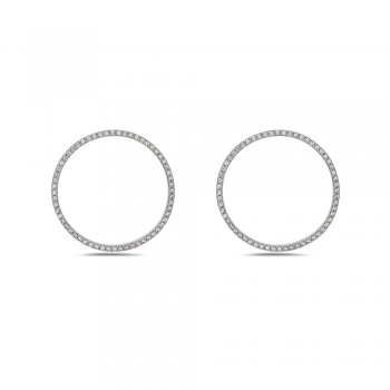 Sterling Silver EARING CIRCLE WITH Cubic Zirconia ON EARRNG-2S-7262CL