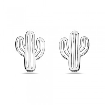 Sterling Silver EARRING STUD CACTUS LINES-2S-7295E