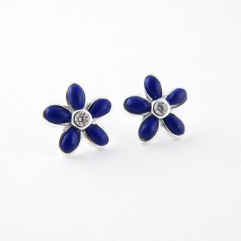 Button Flower Lapis Lazuli Stud Earrings