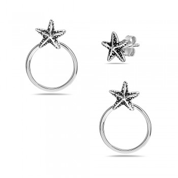 Starfish Ring Ear Jacket Earrings