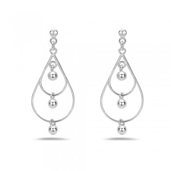 Sterling Silver EARRING DANGLE DOUBLE LINE TEARDROP DROPS OF BA-2S-7328E