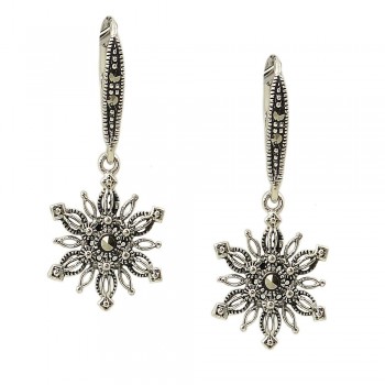 Marcasite Earring Dangling Flower with Marcasit Leverback