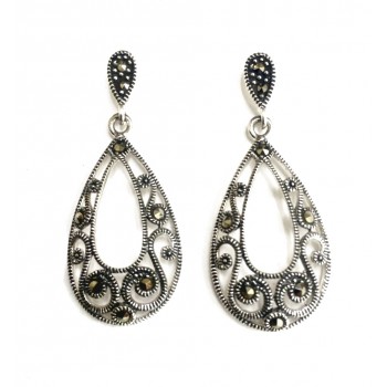 MS EARRING TEARDROP LINE WITH SWIRL AND TEARDROP TOP