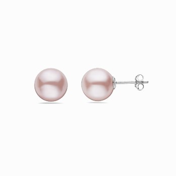 Sterling Silver Earring 10mm Pink Imitation Pearl Stud Code:Bc9