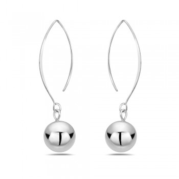 Sterling Silver Earring Plain Silver 14mm Solid Ball (Bigger) with Al