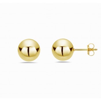 Sterling Silver Earring 10mm Gold Plate Plain Solid Ball