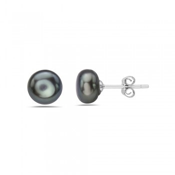 Sterling Silver EARRING 6 MM PEACOCK POTATO FRESH WATER PEARL S