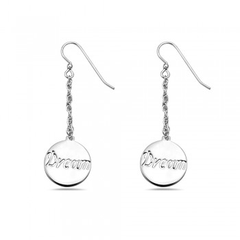 Sterling Silver Earring 15mm Round with Word'G 'Dream'