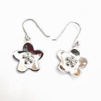 Sterling Silver Earring Plain Flower with Fish Wire--E-coated/Nickle Free--