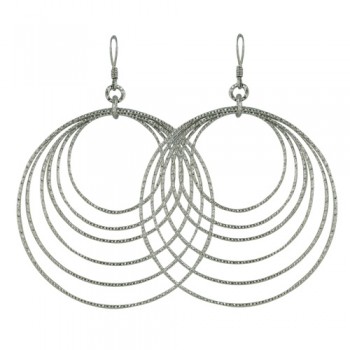 Sterling Silver Earring 7 Layers Circles Big Dangle