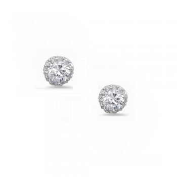 Sterling Silver Earring Stud with Clear Cubic Zirconia