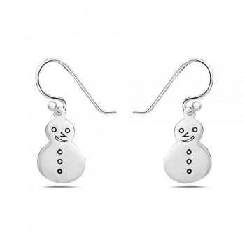 Sterling Silver EARRING PLAIN SNOWMAN