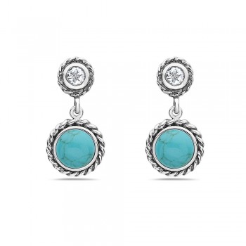 Roped Round Turquoise Earrings