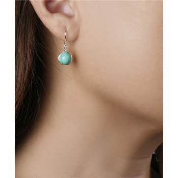 Sterling Silver EARRING HEMISPHERICAL reconstructed TURQUOISE F