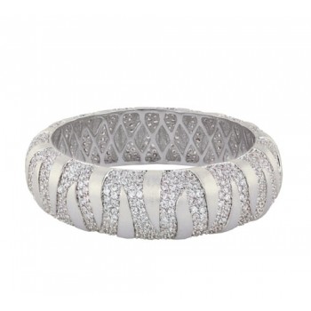 BRASS BANGLE ZEBRA PATTERN WITH CLEAR CUBIC ZIRCONIA AND FILIGRE