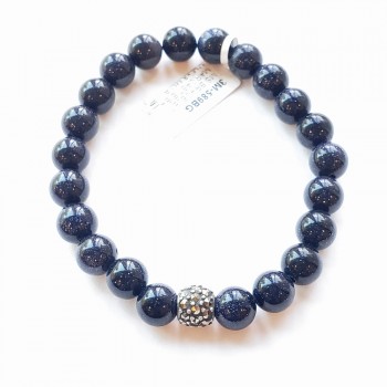 Marcasite Bracelet Marcastie Ball 9 Mm +8 Mm Blue Gold St