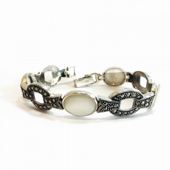 Marcasite BRACELET OVAL MOTHER OF PEARL WITH OVAL LINKS-3M-722M