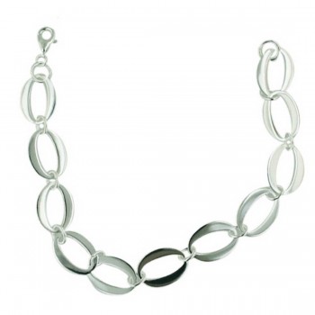 Sterling Silver Bracelet 7'' Plain Open Oval Link--E-coated/Nickle Free--