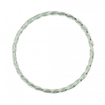 Plain Twisted Rhodium Bangle Bracelet
