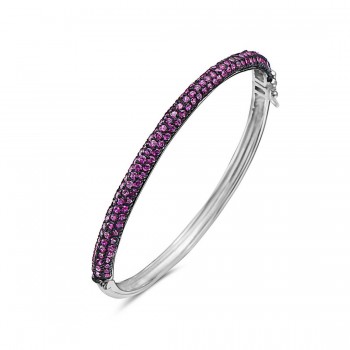 Sterling Silver Bangle Fuchsia Corundum--Bkrh/Nickle Free--