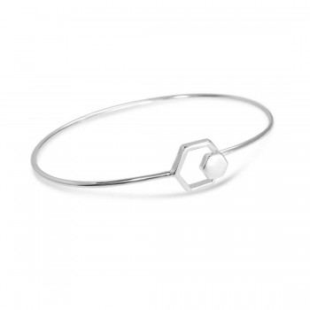 Sterling Silver Bangle Beehive Line With Hook-Ecoat