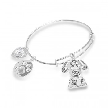 Sterling Silver Bangle Stretchable Doggie Lover
