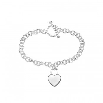 Sterling Silver Plain Bracelet Heart Charm