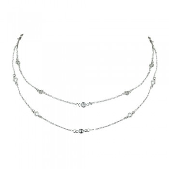 Brass Necklace 38 Inches 27 Pcs Cz