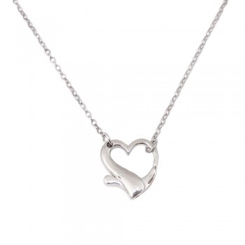 STERLING SILVER NECKLACE HEART SHAPED LOCK WITH CHAIN