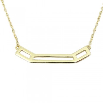 STERLING SILVER NECKLACE HALF HEXAGON LINE_GD