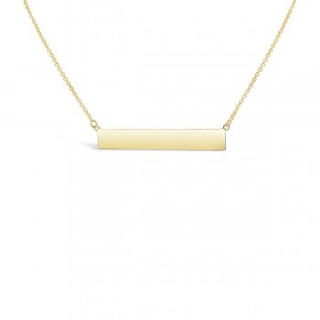 STERLING SILVER NECKLACE PLAIN GOLD PLATED BAR RHODIUM CHAIN