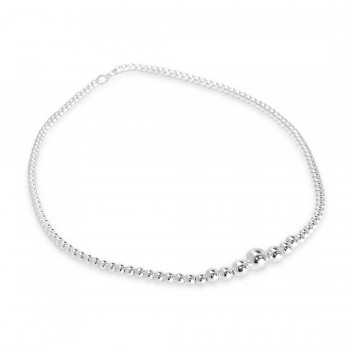STERLING SILVER NECKLACE BEAD GRADUAL BEADS 8MM TO 3MM -ECOATED