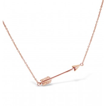 Sterling Silver Necklace Sideway Arrow -Rose Gold Plate-Chain 1