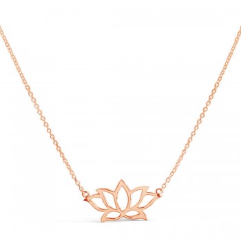 Sterling Silver Necklace Lotus Flower Line Chain 16+1 Inches- R