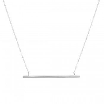 Sterling Silver Necklace Long Bar Sideway-Ecoat
