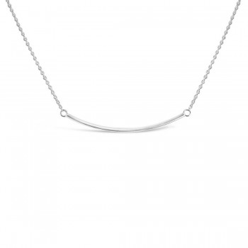 Sterling Silver Necklace Curvy Bar-Ecoat 17+1 Inches