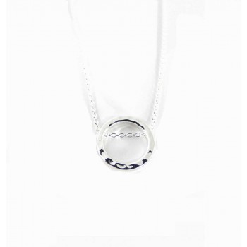 Sterling Silver Necklace Floating Round Hammer Line Chain Goes